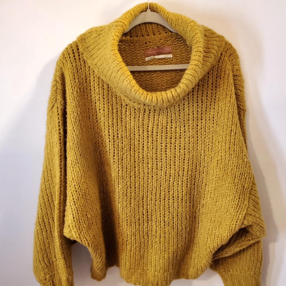 Pilcro By Anthropologie Mustard Wool & Alpaca Roll Neck Sweater Size M